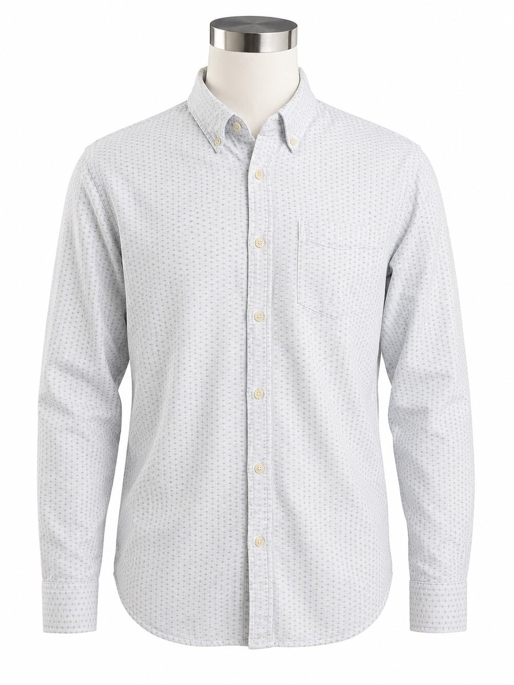 JACHS New York White & Blue Long Sleeve Button-Down - Size L